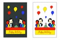 Happy Birthday card set. Vector illustration Royalty Free Stock Photo