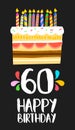 Happy Birthday card 60 sixty year cake