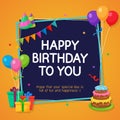 Happy Birthday Card Template with Party Decoration Ornament Royalty Free Stock Photo