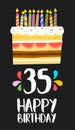 Happy Birthday card 35 thirty five year cake