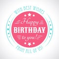 Happy birthday card. Typography letters font type Royalty Free Stock Photo