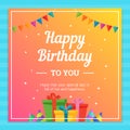 Happy Birthday Card Typography with Party Decoration Ornament. Royalty Free Stock Photo