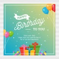 Happy Birthday Card Typography with Party Decoration Ornament. Royalty Free Stock Photo