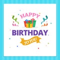 Happy Birthday Card Typography with Party Decoration Ornament. Royalty Free Stock Photo