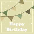 Happy Birthday cards in beige color. Celebration vector templates with flag.