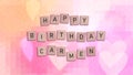 Happy Birthday Carmen card with wooden tiles text