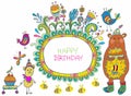 Happy birthday cartoon card Royalty Free Stock Photo