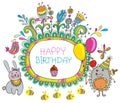 Happy birthday cartoon card Royalty Free Stock Photo