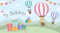 Happy Birthday cartoon card with air balloons, Royalty Free Stock Photo