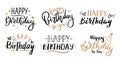 Happy birthday celebration concept. Greeting birthday party lettering with celebration hand draw elements, decorative