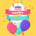 Happy Birthday Celebration Party Balloon Cake Banner Greeting Card