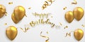 Happy Birthday Celebration party banner with Gold balloons background. Royalty Free Stock Photo