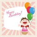 Happy birthday celebration party cute boy with balloons and cupcake Royalty Free Stock Photo