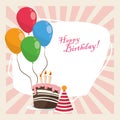 Happy birthday celebration party sweet cake hat and balloons decoration Royalty Free Stock Photo