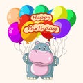 Happy birthday, a cheerful greeting card for children Royalty Free Stock Photo