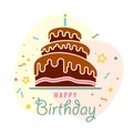 Happy birthday - Birthday chocolate cake with burning candles sign vector design Royalty Free Stock Photo