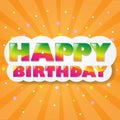 Happy Birthday Cloud With Orange Sunburst Royalty Free Stock Photo