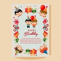 Happy birthday cloud shape cute kids Royalty Free Stock Photo