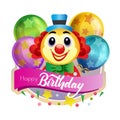 Happy birthday clown label