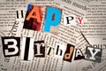 Happy birthday collage with newspaper and magazine letters