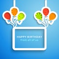 Happy birthday colorful applique background Royalty Free Stock Photo
