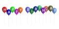 Happy birthday colorful balloons on white background. 3d illustration Royalty Free Stock Photo