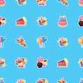 Happy Birthday concept. Pattern sweet cake with candles for celebration party, cake, confectionery cupcakes, colorful Royalty Free Stock Photo