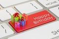 Happy Birthday concept, red key on keyboard. 3D rendering