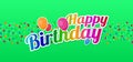 Happy Birthday with Confetti and Balloons. Royalty Free Stock Photo