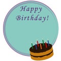 Happy birthday congratulation circle card with layer cake vector illustration Royalty Free Stock Photo