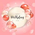 Happy Birthday congratulations banner, Red Balloons for Party Holiday Background Royalty Free Stock Photo