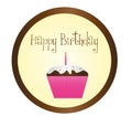 happy birthday with cupcake over brown background vector Royalty Free Stock Photo