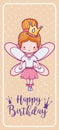 Happy birthday with cute fairy card