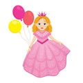 Happy birthday cute fairy girl greeting card with colorful balloon Royalty Free Stock Photo