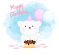 Happy birthday cute kitty cartoon character Premium Vector Royalty Free Stock Photo