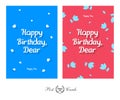 Happy Birthday Dear Tender and Cute Greeting Design Post Card Royalty Free Stock Photo