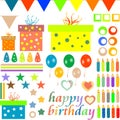 Happy birthday design elements for baby scrapbook Royalty Free Stock Photo