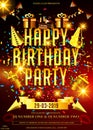 Happy birthday design - Golden foil confetti, birthday cake