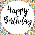 Happy Birthday. Design for greeting card. Template for birthday celebration. Handwritten lettering Royalty Free Stock Photo