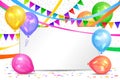 Happy Birthday design. Realistic colorful helium balloons, flags Royalty Free Stock Photo