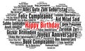 Happy Birthday in different languages word cloud Royalty Free Stock Photo