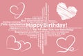Happy Birthday in different languages wordcloud greeting card Royalty Free Stock Photo
