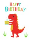 Happy birthday with dinosaur