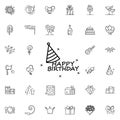 Happy birthday dusk style neon icon. Elements of birthday set. Simple icon for websites, web design, mobile app, info graphics