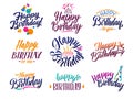 Happy birthday elegant brush script text. Vector type with hand drawn letters