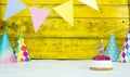 Happy birthday with festive decorations with cake and burning candles 8 Royalty Free Stock Photo
