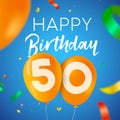 Happy birthday 50 fifty year balloon party card Royalty Free Stock Photo