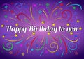 Happy Birthday and Fireworks Abstract Illustration Background Royalty Free Stock Photo