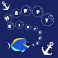 Happy Birthday with fish and anchor