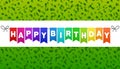Happy Birthday flags banner. Green confetti background Royalty Free Stock Photo